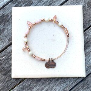 Alex and Ani Beaded Bangle – Pastel Pink & Peach Glass Mix Rose Gold Finish